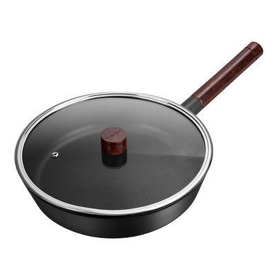 Unharmful 1.6kg Deep Stir Fry Pan Flat Bottom 28cm Non Stick Stir Frying Pan